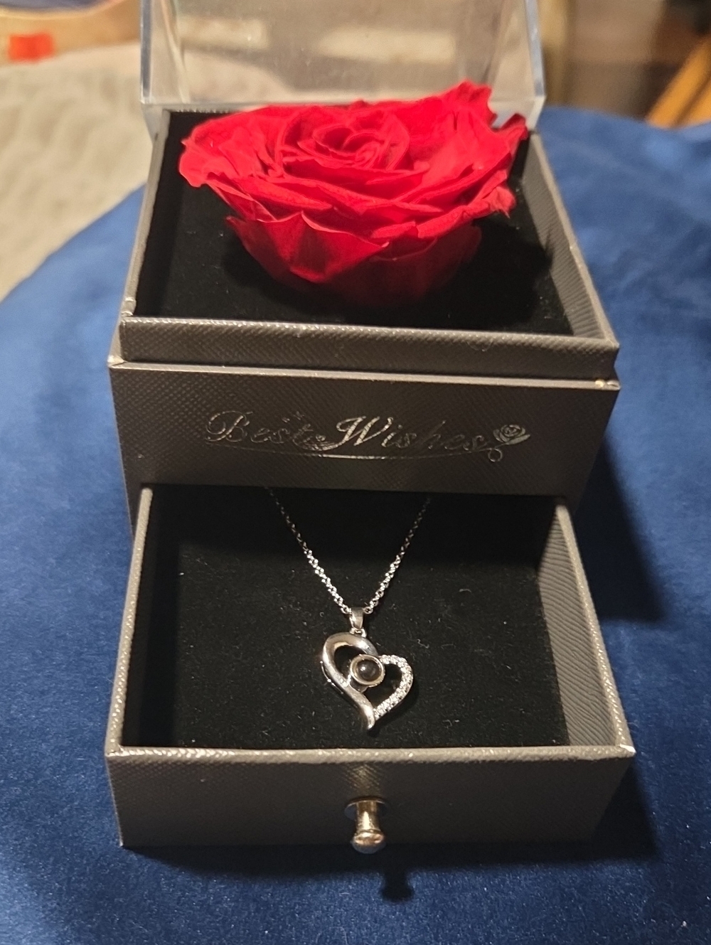 Silver Heart Pendant Necklace with Red Accent